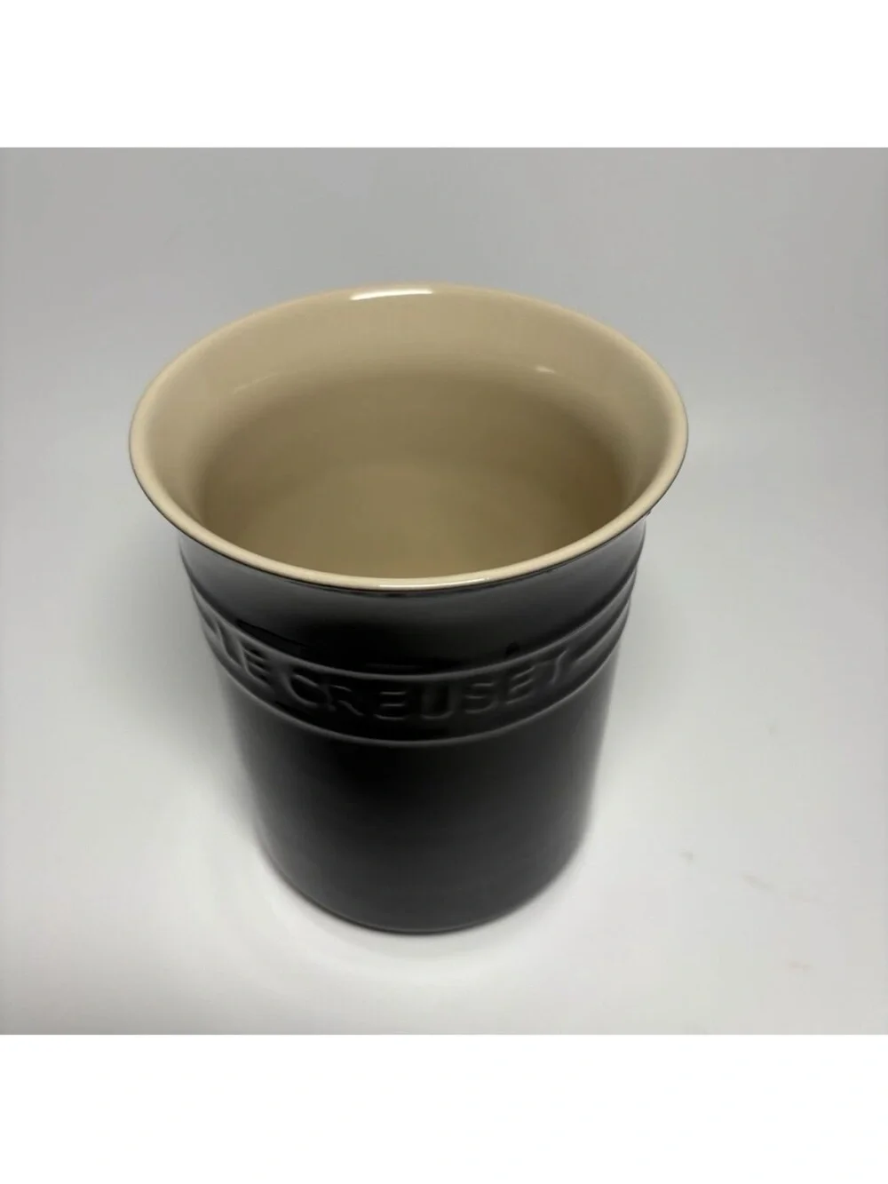 NEW Le Creuset Black Stoneware 1L Utensil Holder Crock